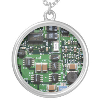 Computer geek charm silver plated necklace