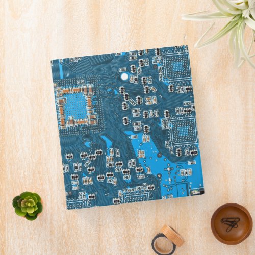Computer Geek Circuit Board Blue 3 Ring Binder