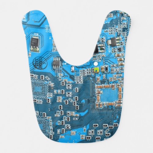 Computer Geek Circuit Board Blue Baby Bib