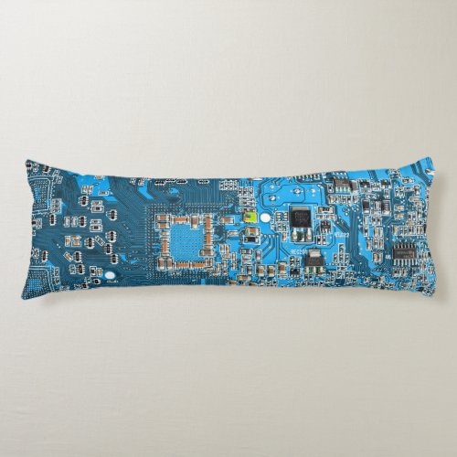 Computer Geek Circuit Board Blue Body Pillow