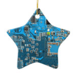 Computer Geek Circuit Board - Blue Ceramic Ornament