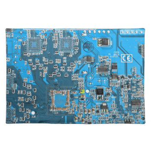 Computer Geek Circuit Board Blue Cloth Placemat