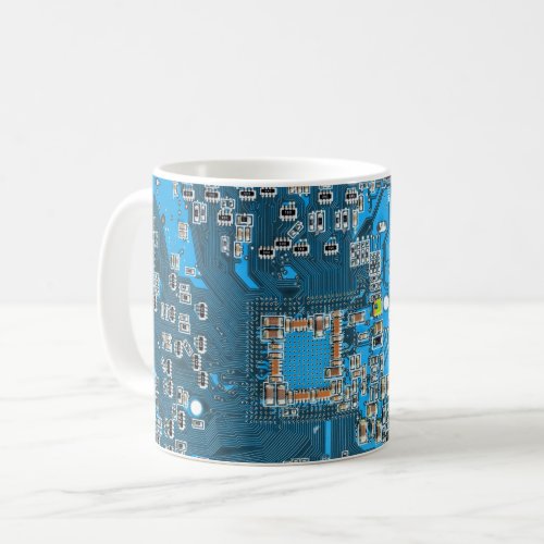Computer Geek Circuit Board Blue Coffee Mug
