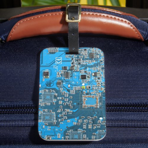 Computer Geek Circuit Board Blue Luggage Tag