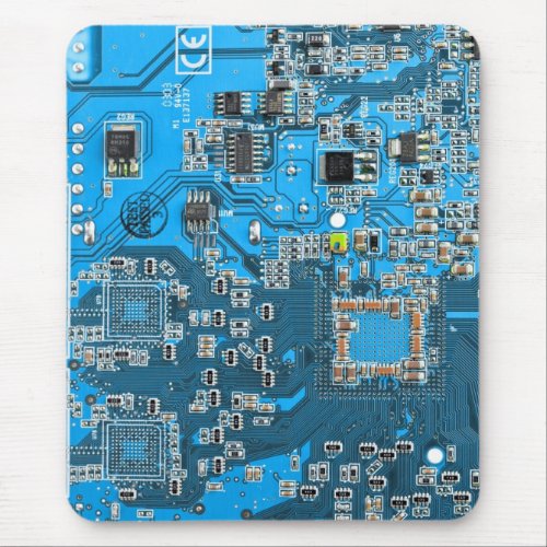Computer Geek Circuit Board Blue Mouse Pad