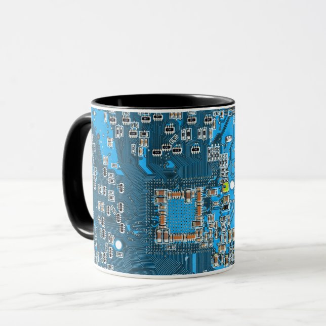 Computer Geek Circuit Board Blue Mug (Front Left)
