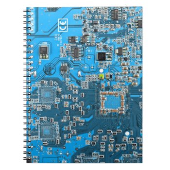 Computer Geek Circuit Board Blue Notebook by FlowstoneGraphics at Zazzle