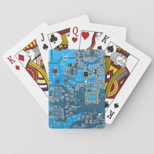 Computer Geek Circuit Board Blue Poker Cards