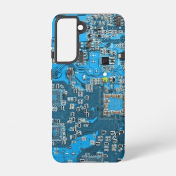 Computer Geek Circuit Board Blue Samsung Galaxy S21 Case by FlowstoneGraphics at Zazzle