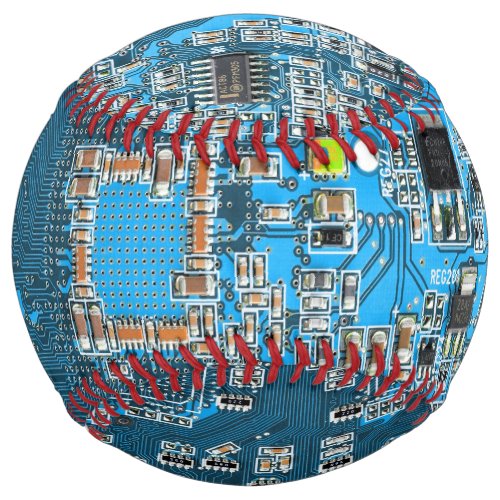 Computer Geek Circuit Board Blue Softball