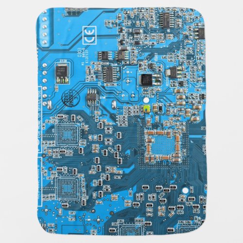 Computer Geek Circuit Board Blue Stroller Blanket