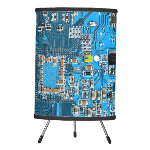 Computer Geek Circuit Board Blue Tripod Lamp