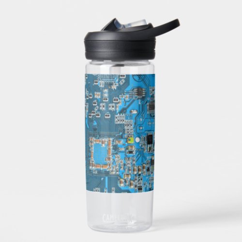 Computer Geek Circuit Board Blue Water Bottle