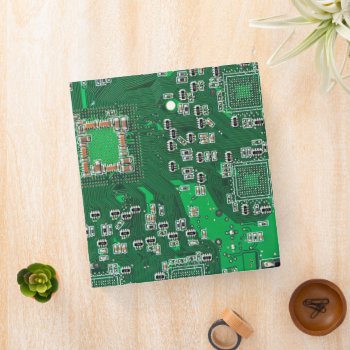 Computer Geek Circuit Board Green 3 Ring Binder by FlowstoneGraphics at Zazzle
