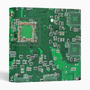 Computer Geek Circuit Board Green 3 Ring Binder