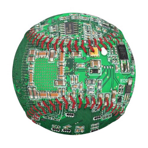 Computer Geek Circuit Board Green Baseball