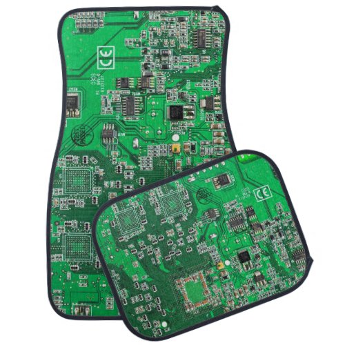 Computer Geek Circuit Board Green Car Floor Mat