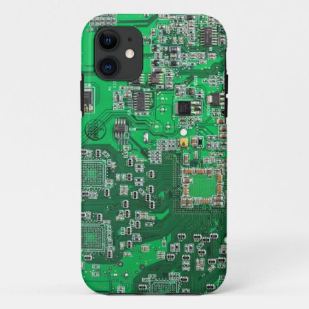 Computer Geek Circuit Board - Green Iphone 11 Case