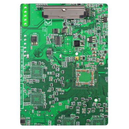 Computer Geek Circuit Board Green Clipboard