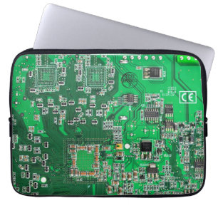 Computer Geek Circuit Board Green Laptop Sleeve
