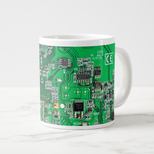 Computer Geek Circuit Board Green Large Coffee Mug
