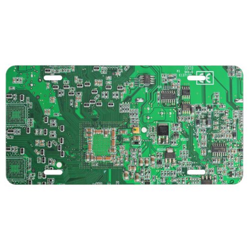 Computer Geek Circuit Board Green License Plate