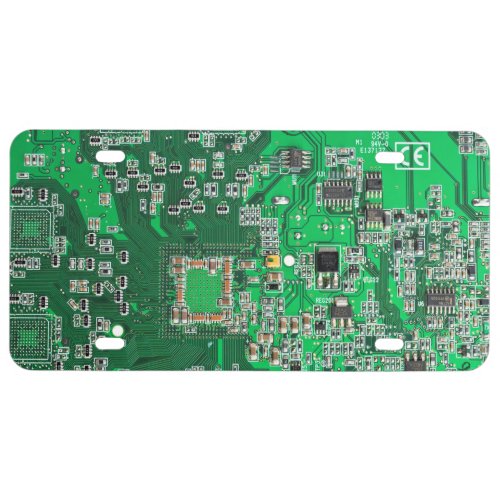Computer Geek Circuit Board Green License Plate