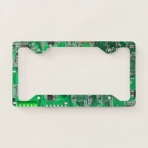 Computer Geek Circuit Board Green License Plate Frame