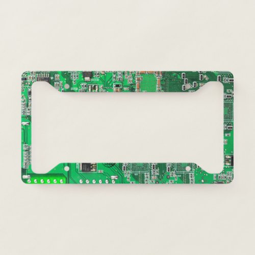 Computer Geek Circuit Board Green License Plate Frame