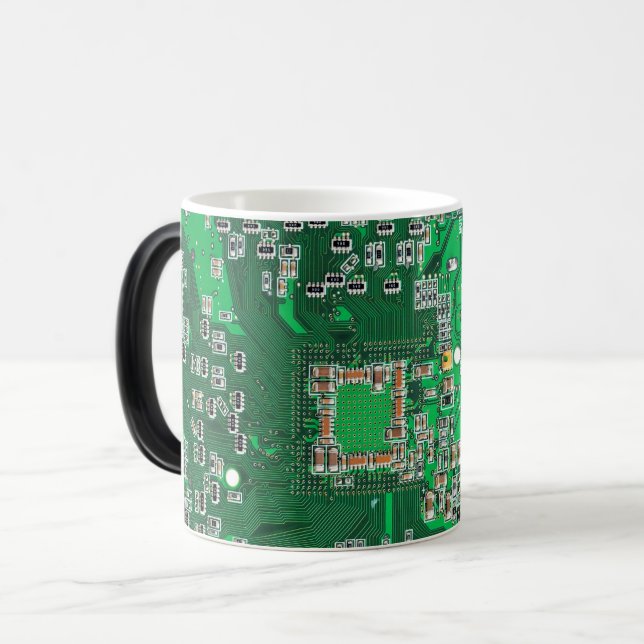 Computer Geek Circuit Board Green Magic Mug (Front Left)