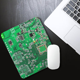 Computer Geek Circuit Board Green Mouse Pad