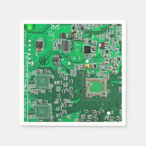 Computer Geek Circuit Board Green Napkins