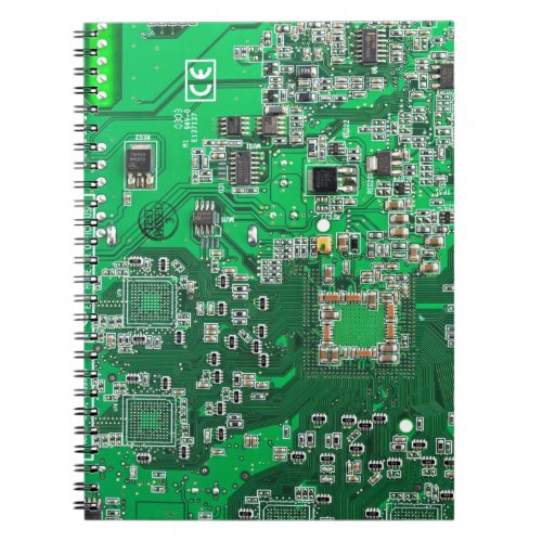 Computer Geek Circuit Board Green Notebook