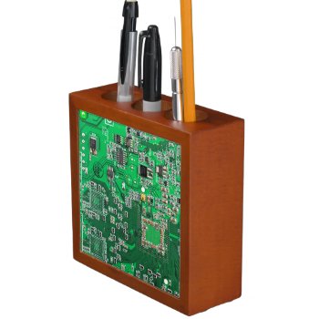 Computer Geek Circuit Board Green Pencil Holder by FlowstoneGraphics at Zazzle