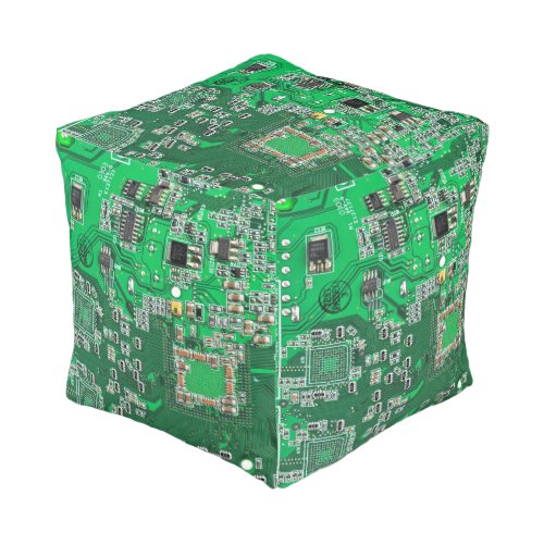 Computer Geek Circuit Board Green Pouf