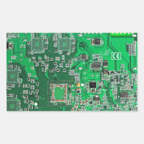 Computer Geek Circuit Board Green Rectangular Sticker