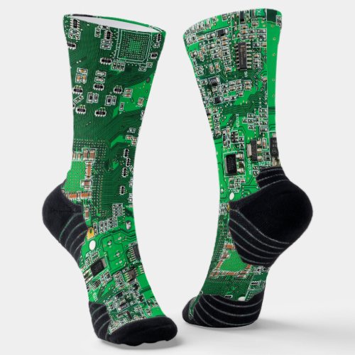 Computer Geek Circuit Board Green Socks