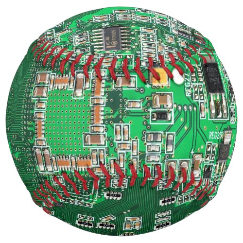 Computer Geek Circuit Board Green Softball