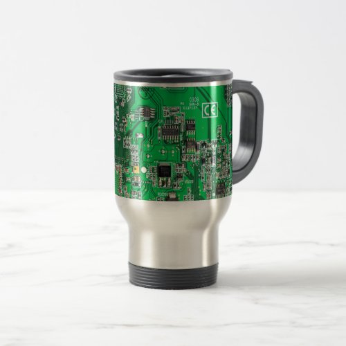 Computer Geek Circuit Board Green Travel Mug