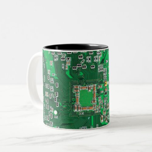 Computer Geek Circuit Board Green Two_Tone Coffee Mug