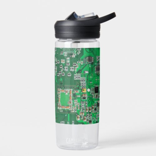 Computer Geek Circuit Board Green Water Bottle