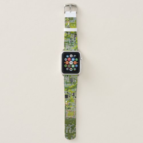 Computer Geek Circuit Board Light Green Apple Watch Band