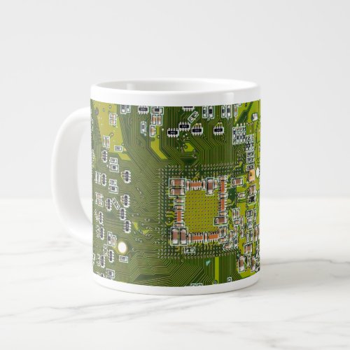 Computer Geek Circuit Board Light Green Giant Coffee Mug