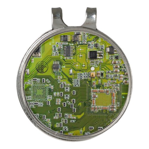Computer Geek Circuit Board Light Green Golf Hat Clip