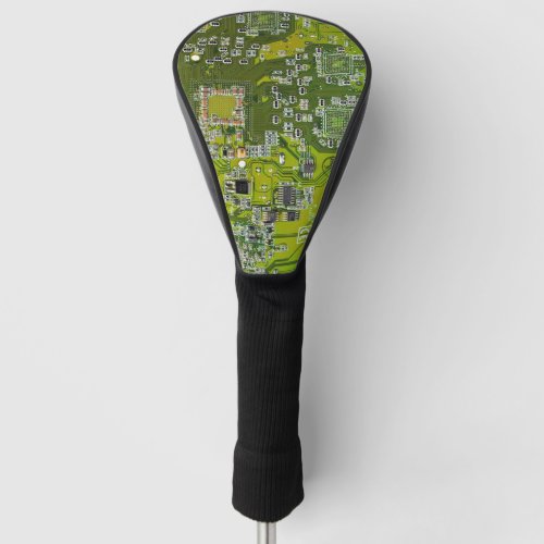 Computer Geek Circuit Board Light Green Golf Head Cover