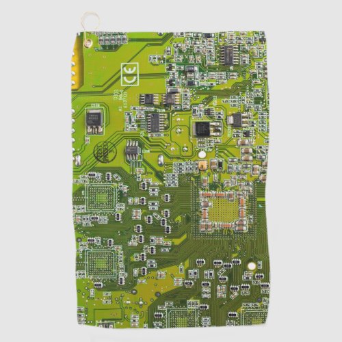 Computer Geek Circuit Board Light Green Golf Towel