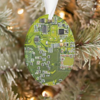 Computer Geek Circuit Board Light Green Ornament by FlowstoneGraphics at Zazzle