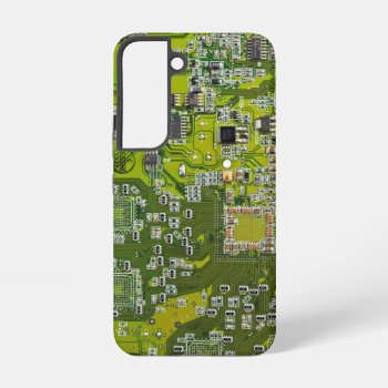 Computer Geek Circuit Board Light Green Samsung Galaxy S22 Case by FlowstoneGraphics at Zazzle