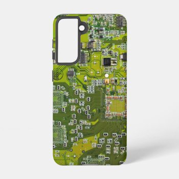 Computer Geek Circuit Board Light Green Samsung Galaxy S21 Case by FlowstoneGraphics at Zazzle