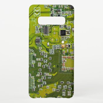 Computer Geek Circuit Board Light Green Samsung Galaxy S10  Case by FlowstoneGraphics at Zazzle